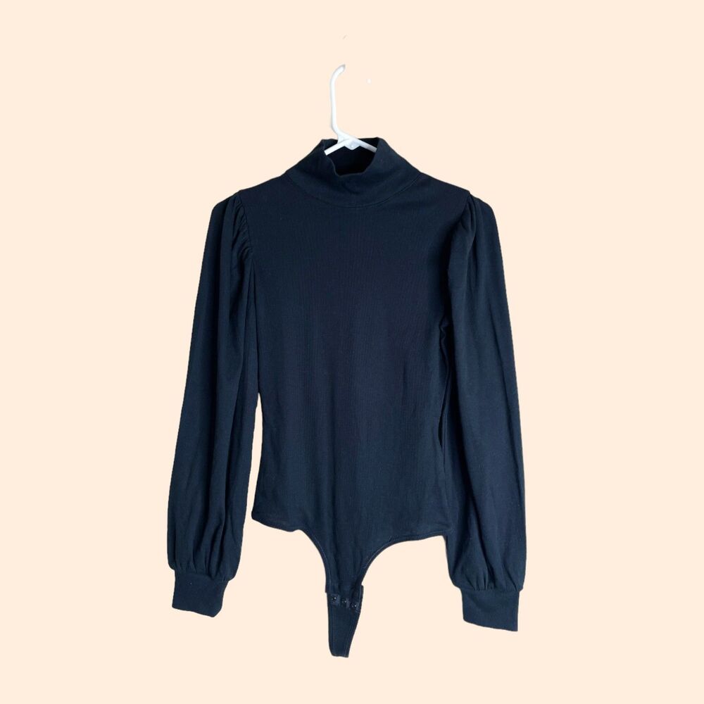 Madewell Rib Puff Sleeve Turtleneck Bodysuit